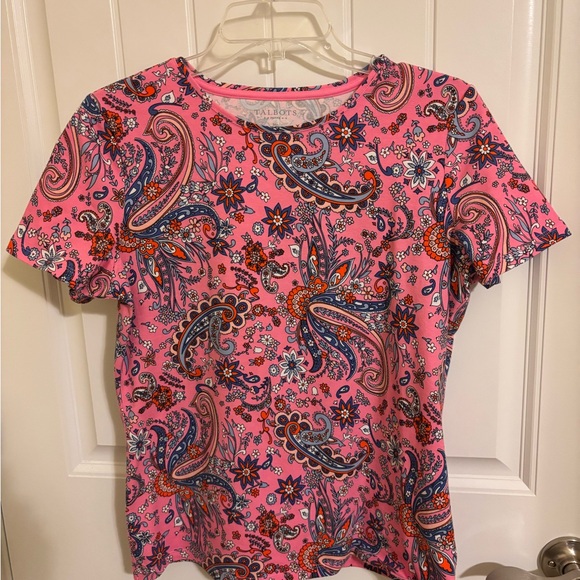 Talbots Tops - Talbots Vibrant Pink Paisley Short Sleeve Tee size MP